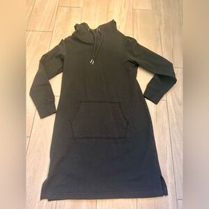 Black Hoodie Dress with Front Pocket